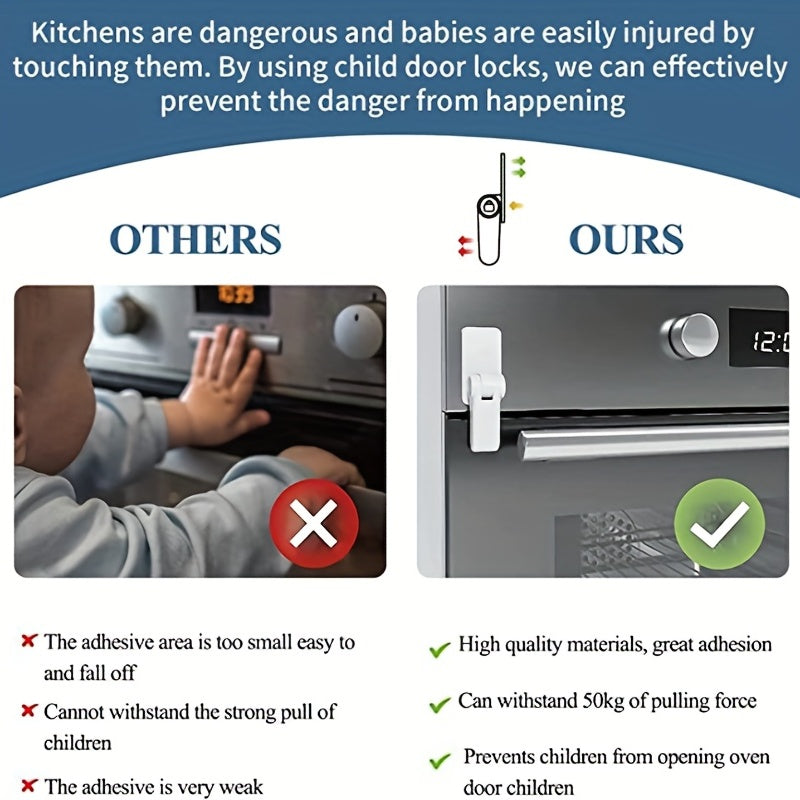 Child Protection Door Handle Lock 3M Adhesive Non Drilled