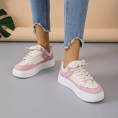 Women's Colorblock Sneakers Lace Up Low Round Toe Outdoor Trainers