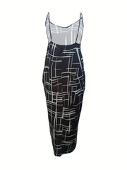  Colorful Stripe Print V Neck Cami Maxi Dress
