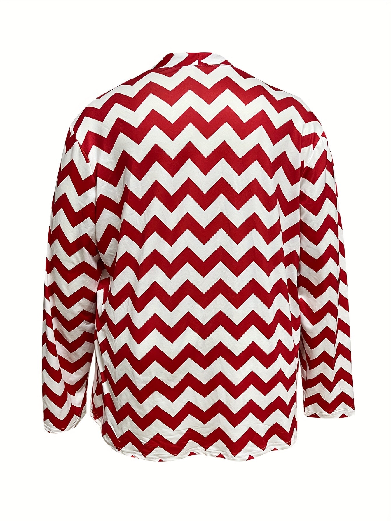  Chevron Print Long Sleeve Open Front Cardigan