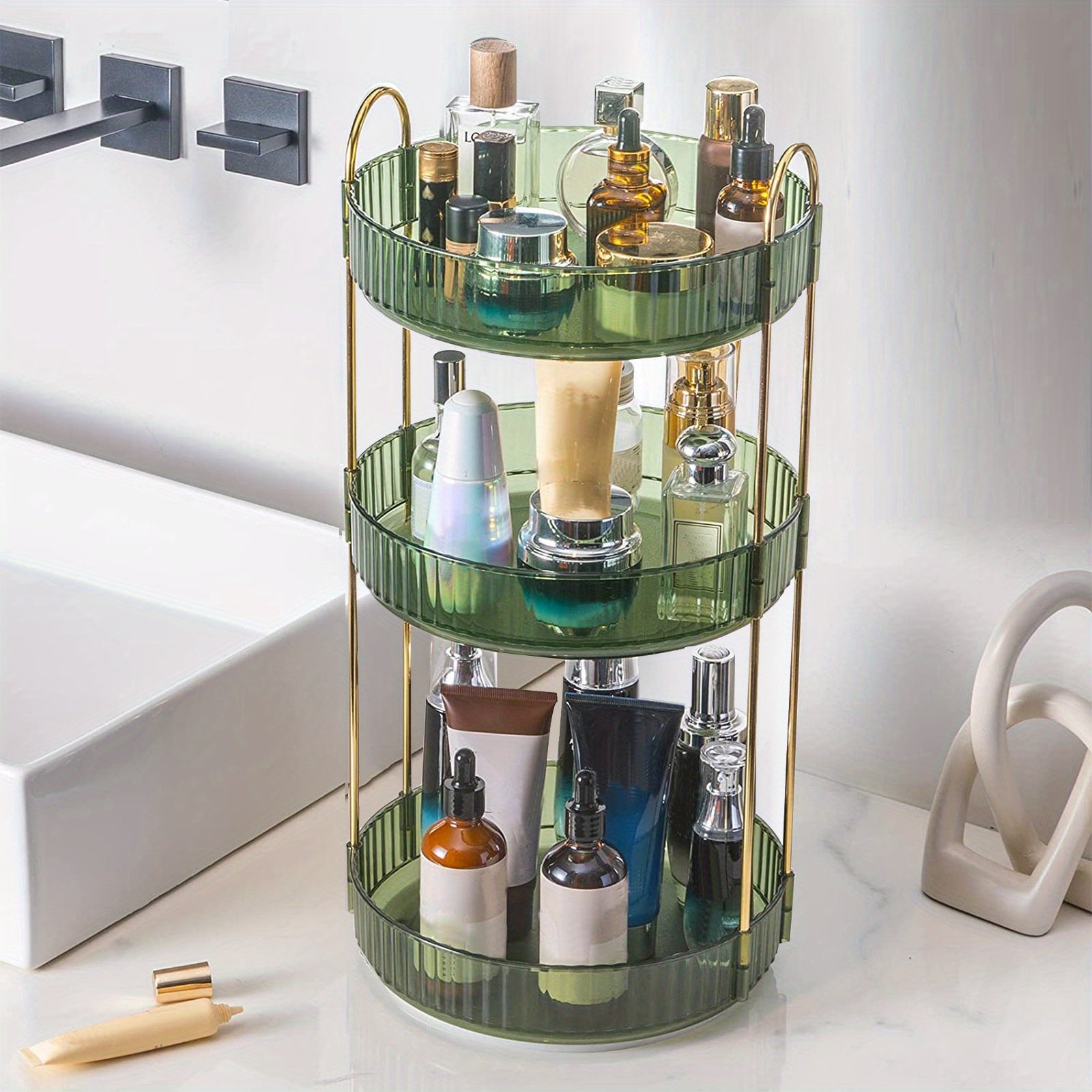 360 Rotating Makeup Organizer Adjustable Carousel Spinning Holder Rack