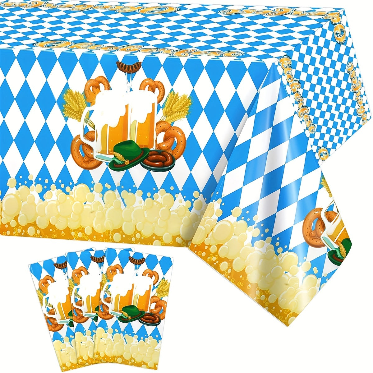 Beer Theme Table Cover Waterproof Table Cloth for Party Picnic Dinner