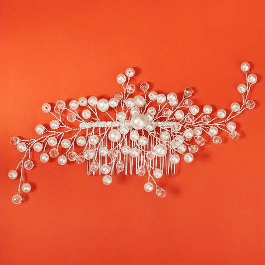 Crystal Headwear Pearl Hair Comb Bridal Wedding Headband Scarf