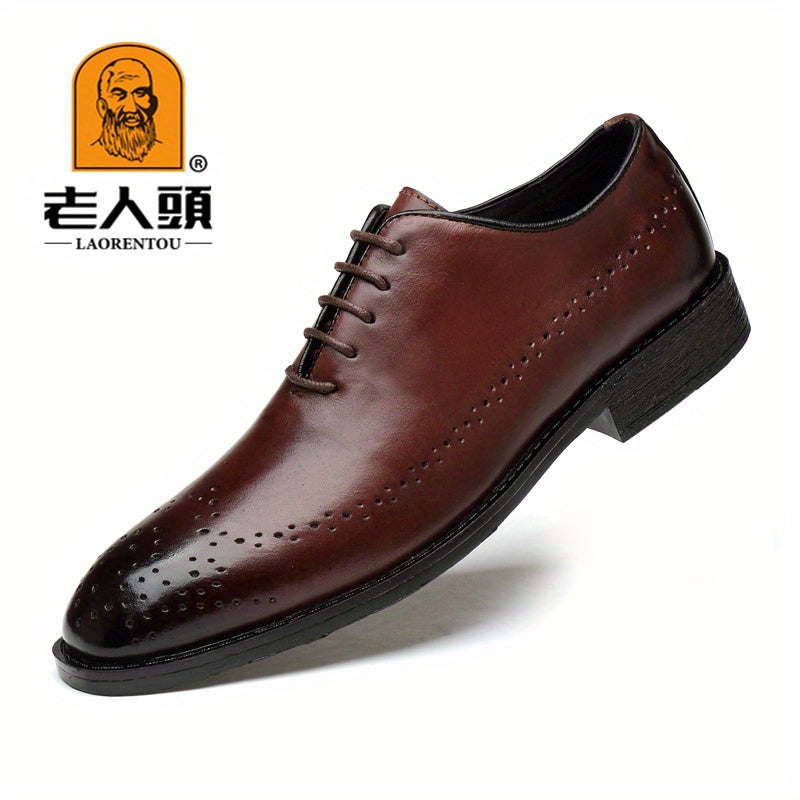 Men's Leather Lace Up Brogue Style Dress Shoes