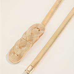 Chinese Knot Elastic Girdle Golden & Silvery Dress Belt Metal Waistband Women