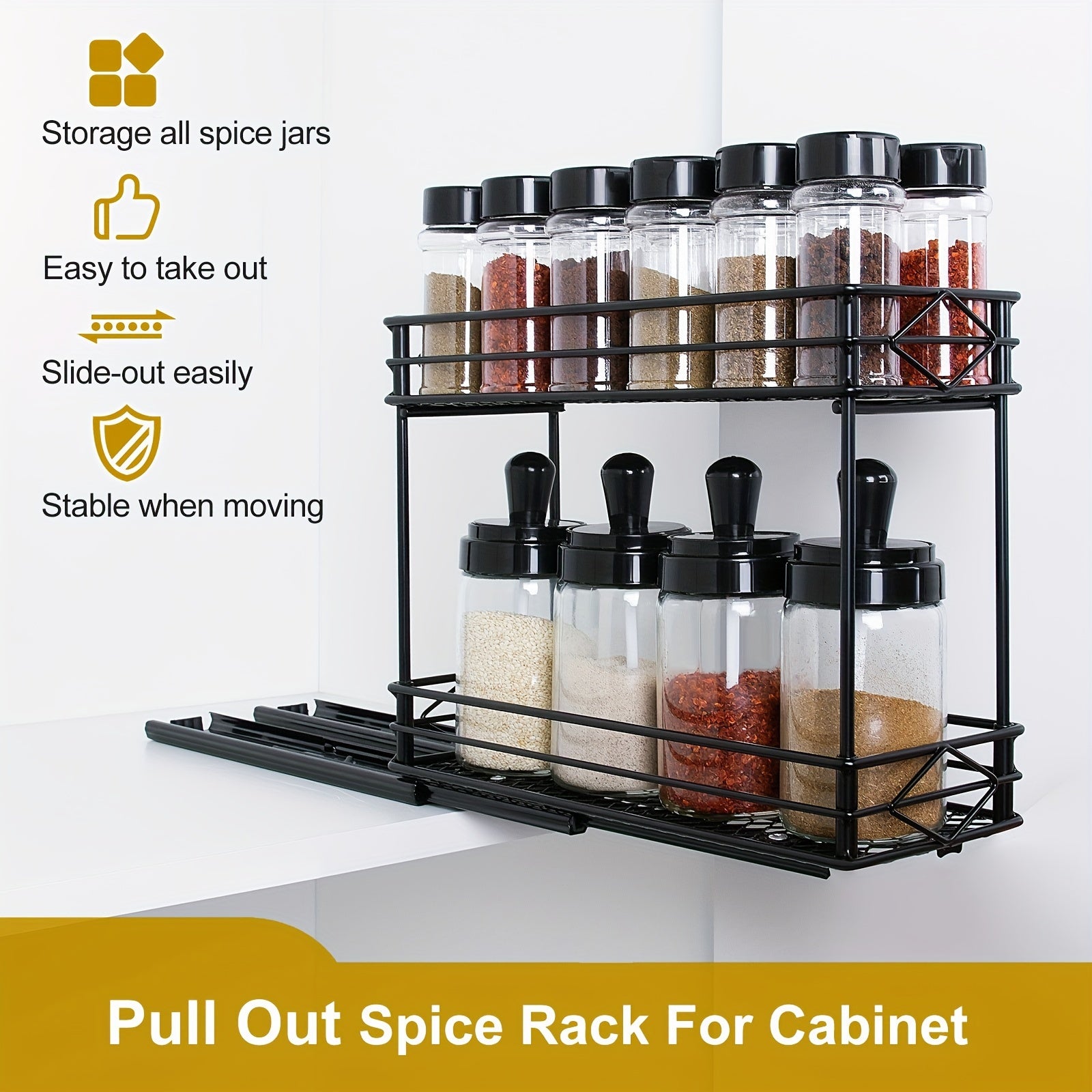 2 Tier Kitchen Shelves Spice Holder Seasoning Bottle Rack