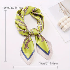 Vintage Chain Belt Print Bandana Bohemia Silk Headscarf