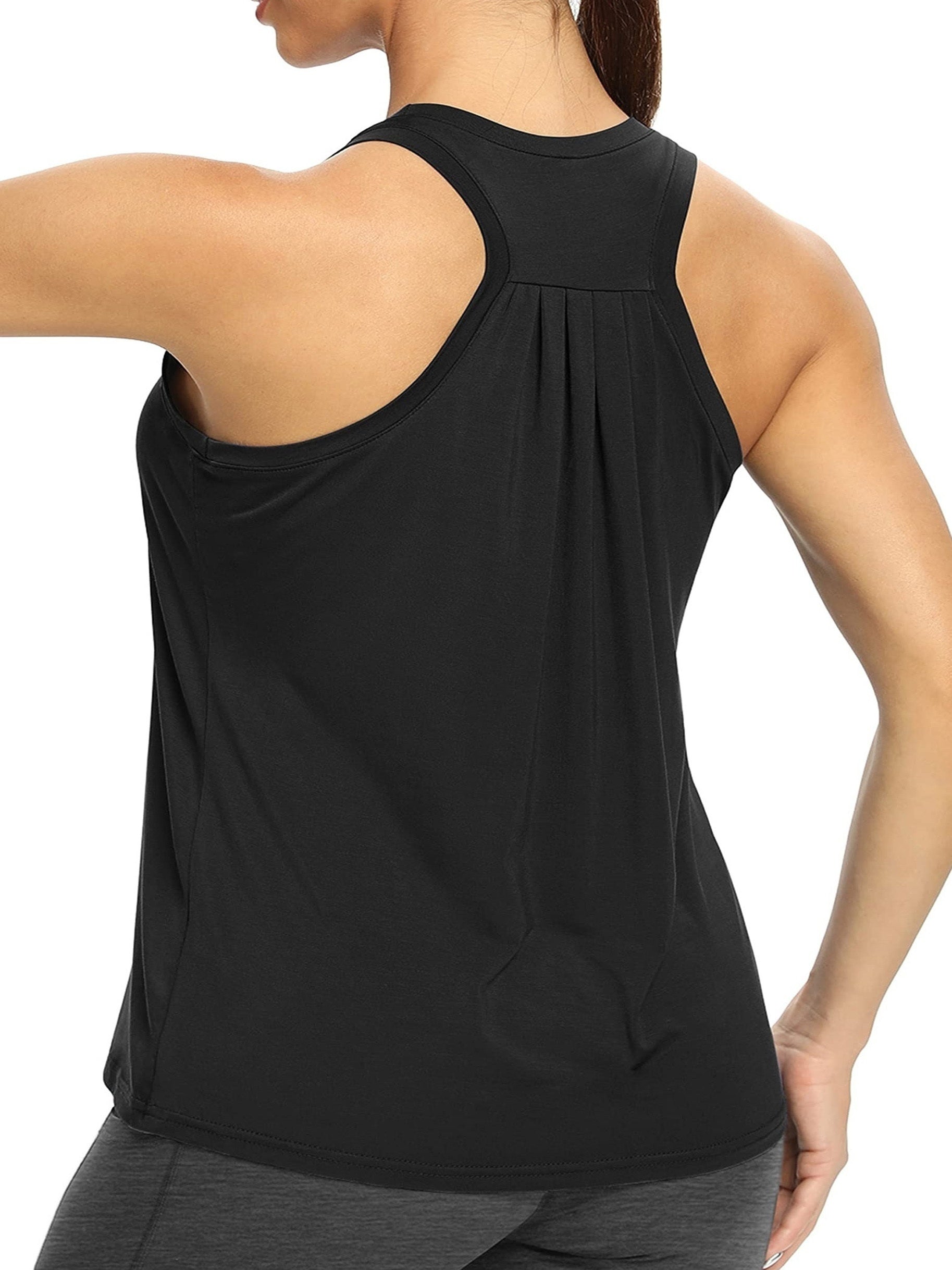 Sporty Tank Top Women's Plus Round Neck Cut Out Stretch Tank Top