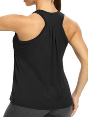 Sporty Tank Top Women's Plus Round Neck Cut Out Stretch Tank Top