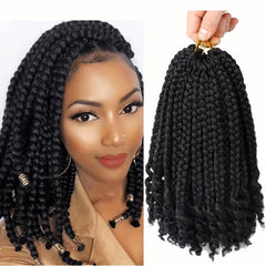 Short Bob Crochet Bohemian Box Braids with Curly Ends