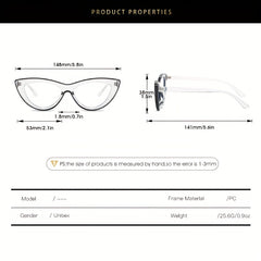 Y2K Jelly Cat Eye Glasses TR90 Clear Lens with PU Leather Case