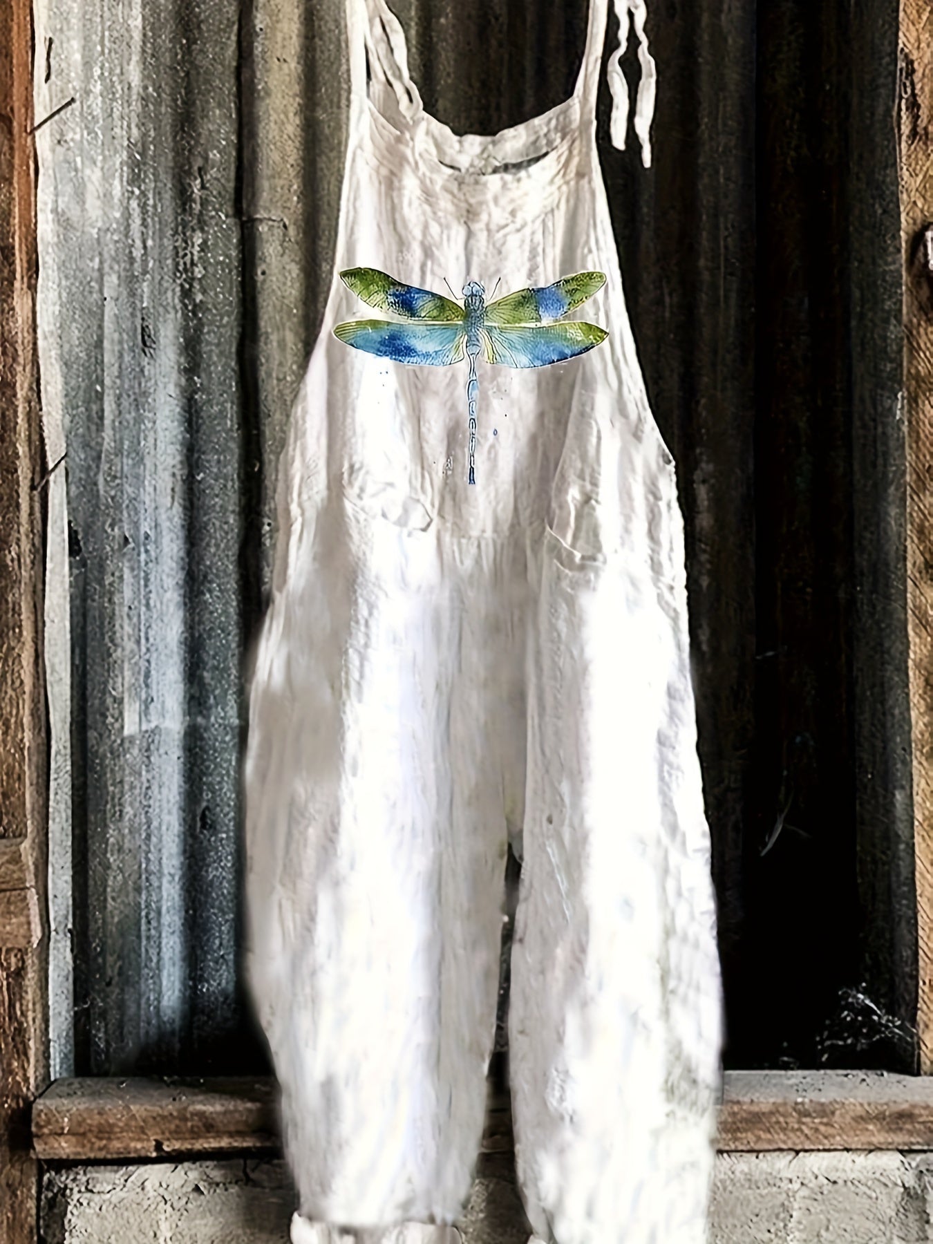  Retro Butterfly Print Wide Leg Jumpsuit