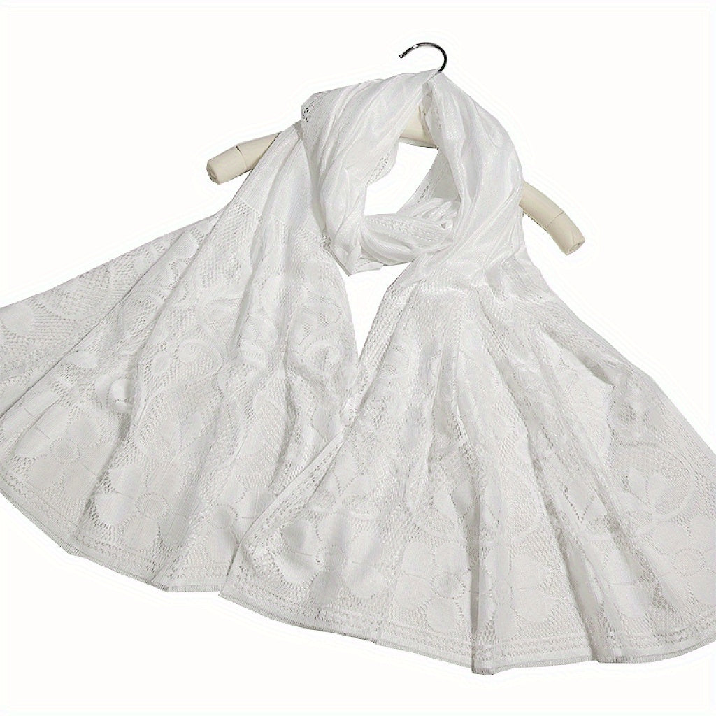 Lace Shawl Solid Jacquard Flower Hollow Cape for Women
