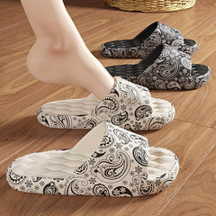 Women's Paisley Printed Pillow Slides Open Toe Soft Sole Shoes