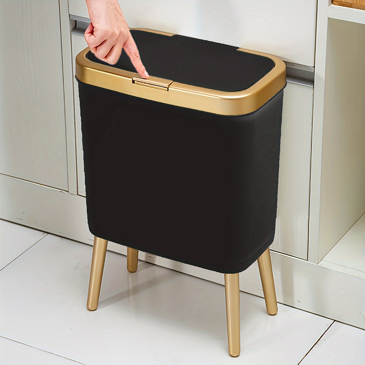 15L Press Trash Can Anti-Odor Large Capacity Bin