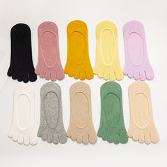 Women's No Show Toe Socks 5-Pack