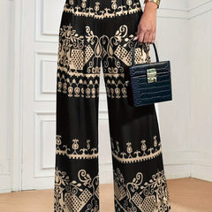  Geometric Print Wide Leg Loose Pants