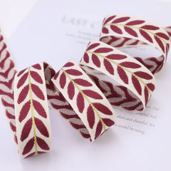 2 Yards Embroidery Ribbon Leaf Trim Sewing DIY Crafts Gift Packaging