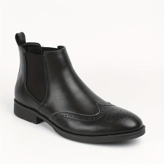 Men's Brogue Wingtip Chelsea Boots Casual Walking Shoes Sleek Look