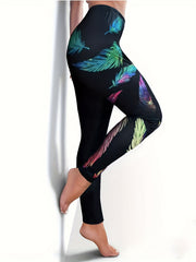  Colorful Graphic Print High Rise Skinny Leggings