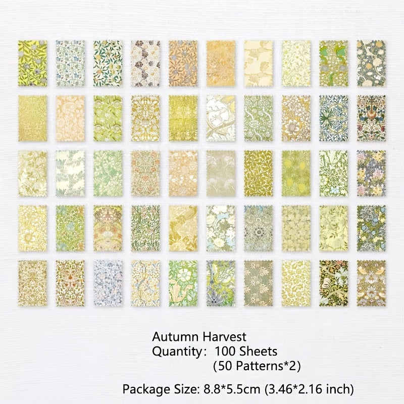 100pcs Retro Scrapbook Paper for DIY Decoration