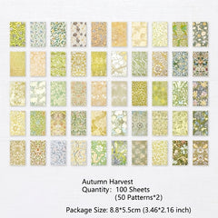 100pcs Retro Scrapbook Paper for DIY Decoration