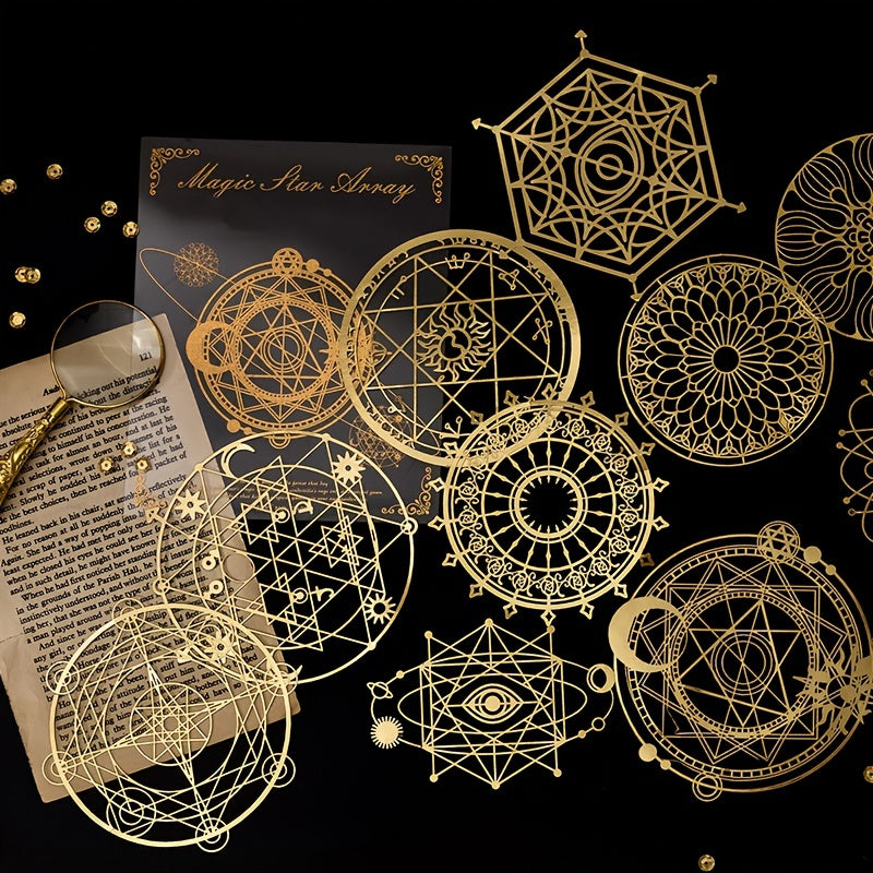 10pcs Lace Papers Retro Magnifier Hollow Golden Assorted Patterns Scrapbooking