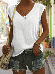 Women's V Neck Tank Top Cap Sleeve