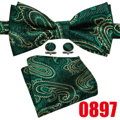 Barry Wang Men's Bow Tie Braided Satin Paisley Pre Tie Adjustable Bow Tie