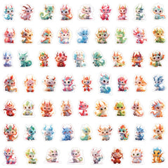 60pcs Dragon Vinyl Sticker Pack in Mixed Colors
