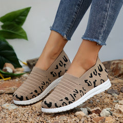Women's Leopard Pattern Running Shoes Mesh Breathable Sneakers