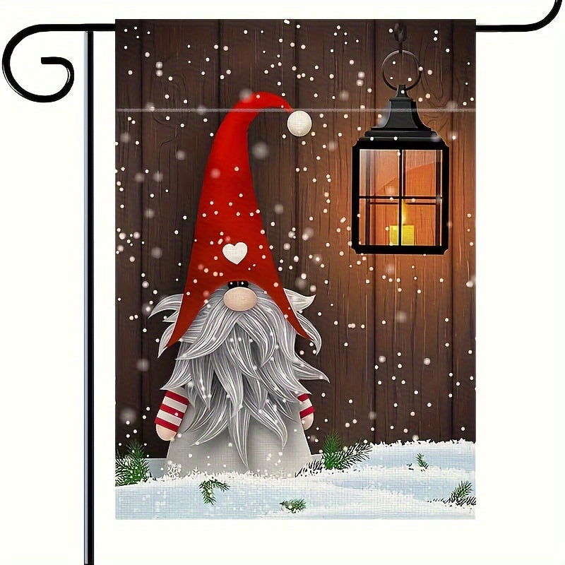 Christmas Gnome Garden Flag Double Sided Linen Outdoor Decor