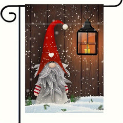 Christmas Gnome Garden Flag Double Sided Linen Outdoor Decor