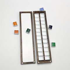 Wooden Watercolor Palette Box 24 Empty Half Pans Walnut Wood Travel Water Set
