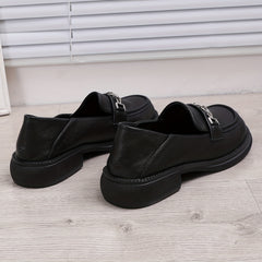 Women's Chain Decor Loafers Slip On Platform Shoes