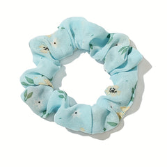 Large Scrunchie Flower Print Hair Ring Female Head Rope Ponytail Holder