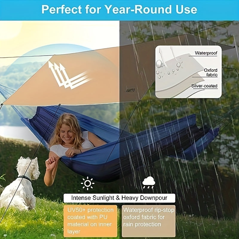 Waterproof Camping Tarp with Pole - Portable Survival Shelter