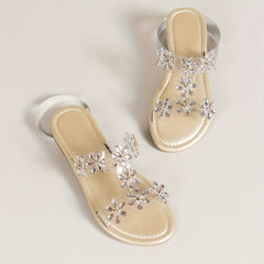 Women's Rhinestone T-Strap Flat Sandals