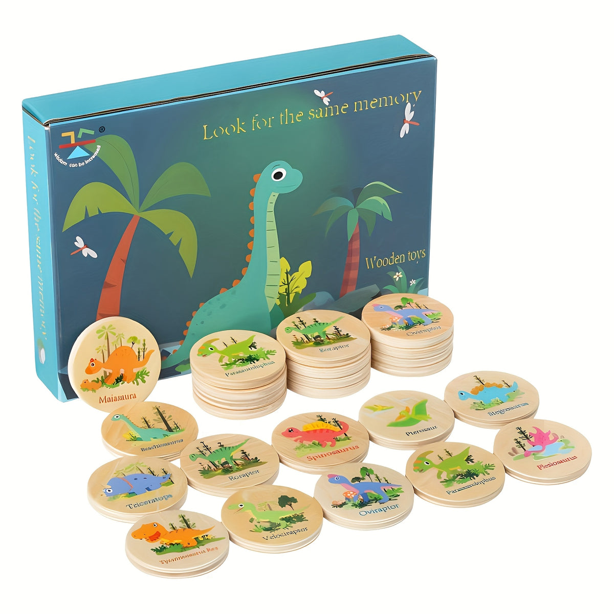 Wooden Dinosaur Memory Matching Game - Fun Toy for Kids