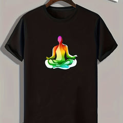 Men's Meditation Pattern Print Sports T shirt