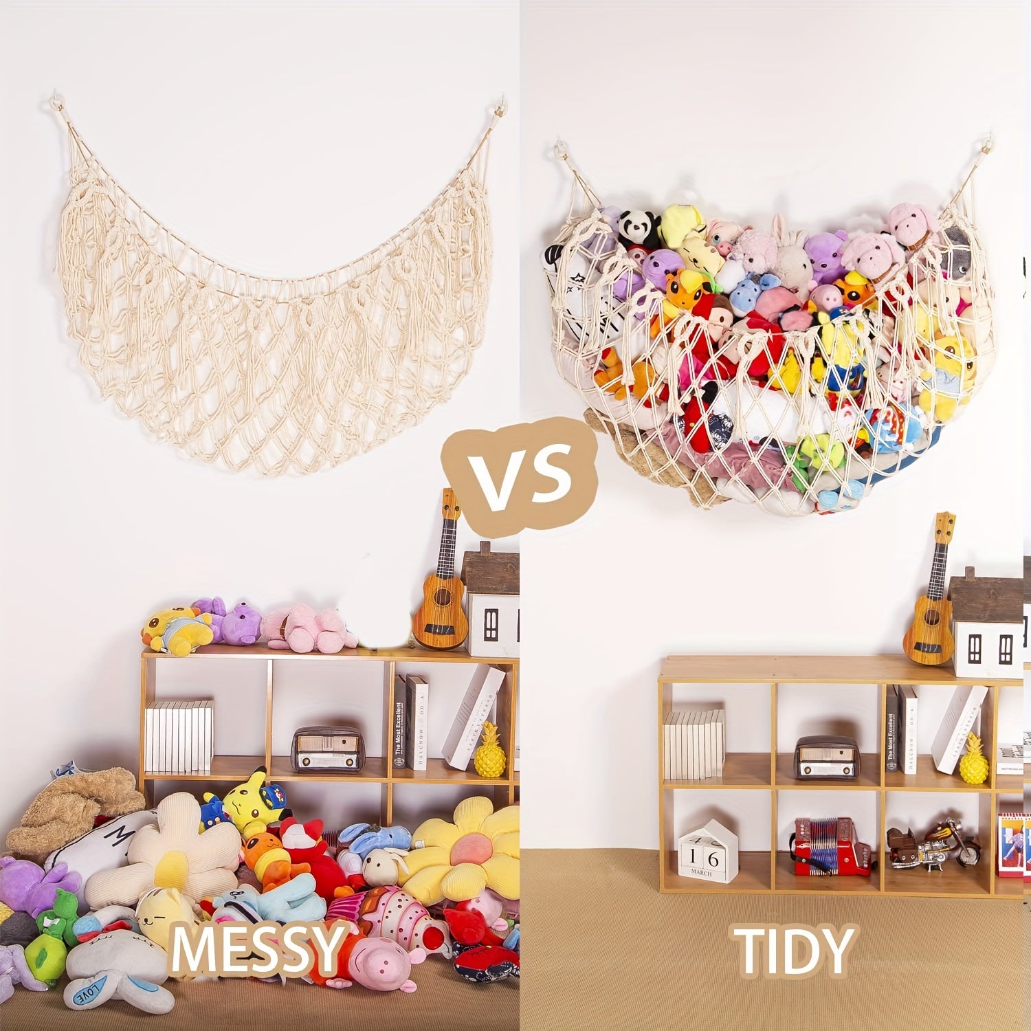 Soft Stuffed Animal Hammock Macrame Net Organizer