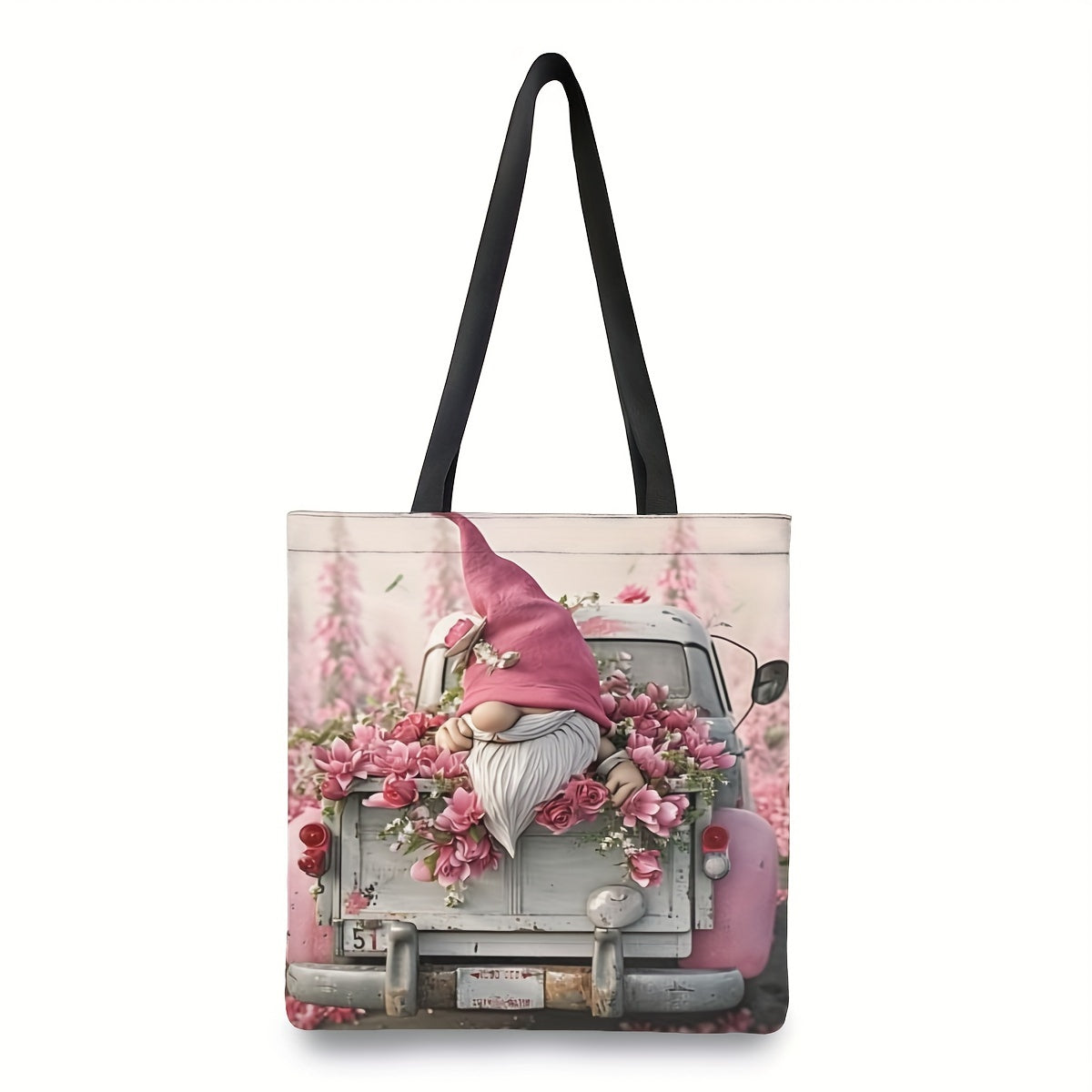 Large Capacity Gnome Themed Tote Bag for Daily Use