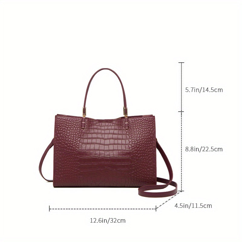 ZOOLER Crocodile Pattern Leather Handbag Large Capacity Tote