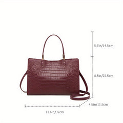 ZOOLER Crocodile Pattern Leather Handbag Large Capacity Tote