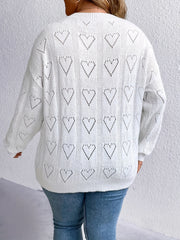  Heart Pattern V Neck Knitted Pullover Jumper