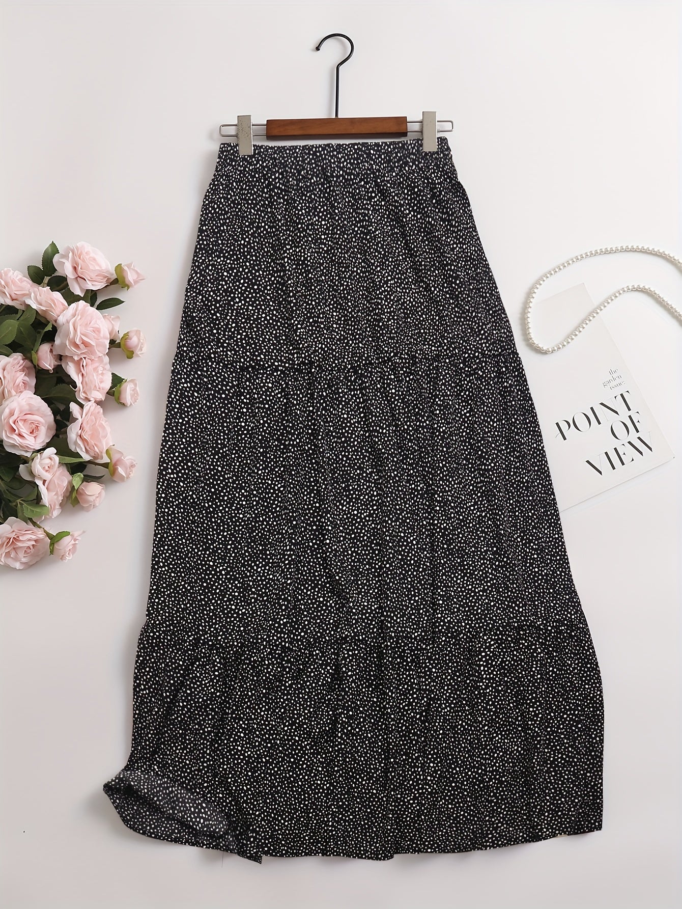  Paisley Print High Rise A-line Maxi Skirt