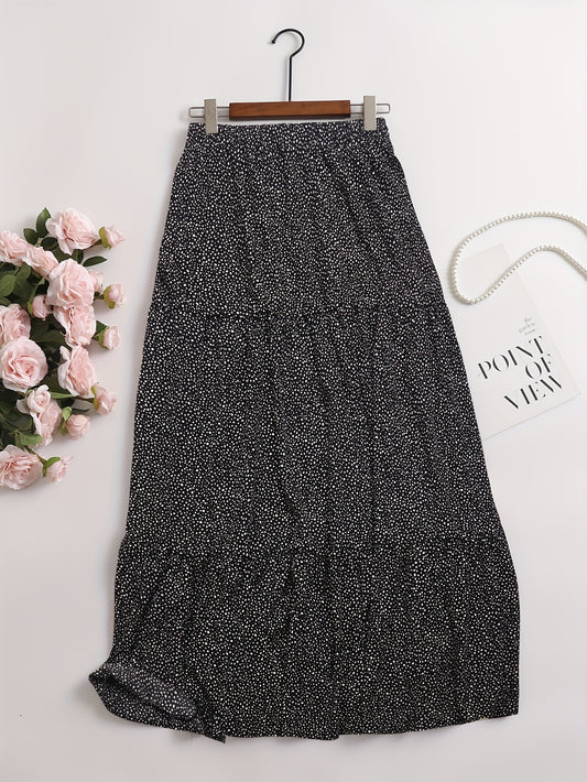  Paisley Print High Rise A-line Maxi Skirt