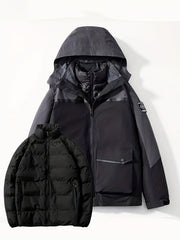 Unisex Ski Jacket with Detachable Fleece Coat Thermal Waterproof Windproof