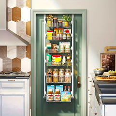 6-in-1 Over Door Pantry Organizer Heavy Duty Metal Rack