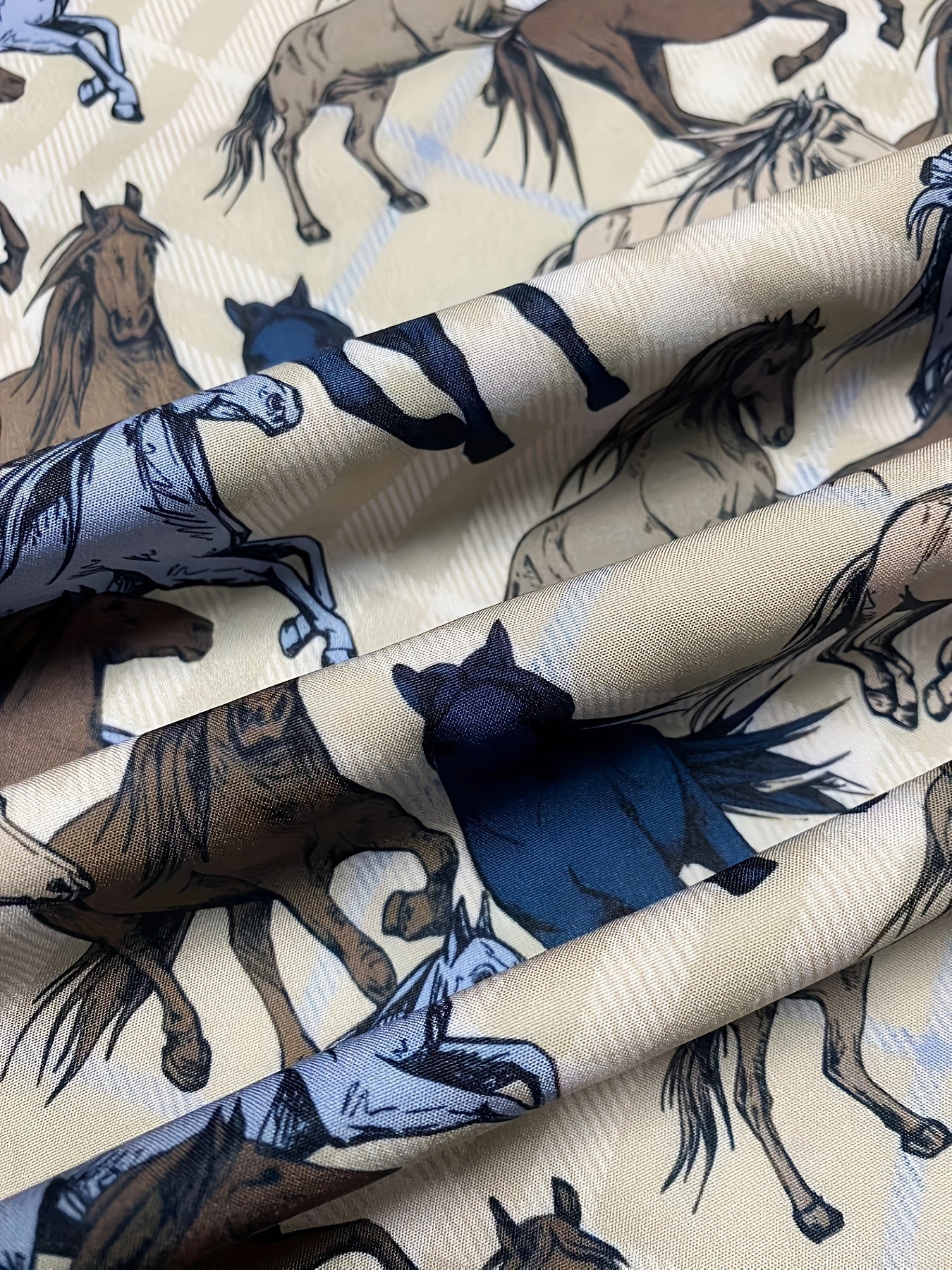  Horse Print Long Sleeve Casual Blouse